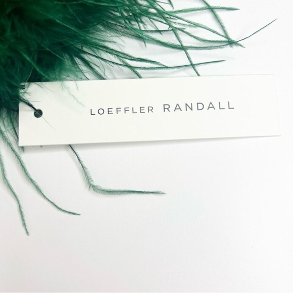 NWT Loeffler Randall Zahara Feather Trim Satin Bag Green - Picture 3 of 9